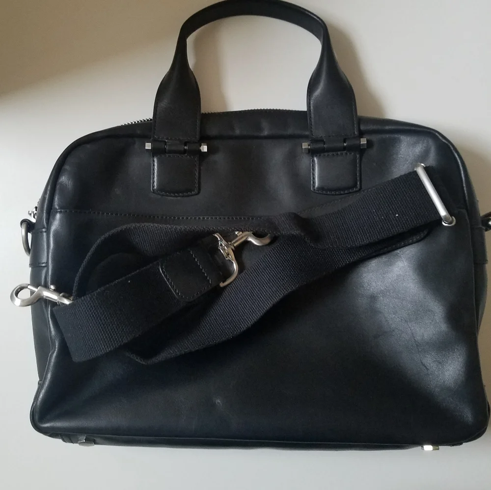 UGG Leather Slim Branford Satchel Laptop Work Bag - Picture 10 of 15